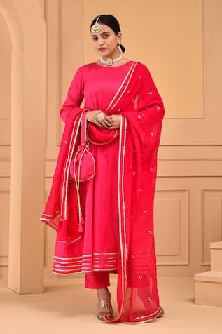 Bannhi By Priyanka Rathore Anarkali & Pant Set With Mirror Work Dupatta 