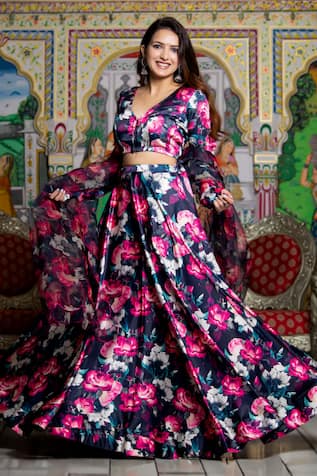 Bannhi Botanical Print Lehenga Set 