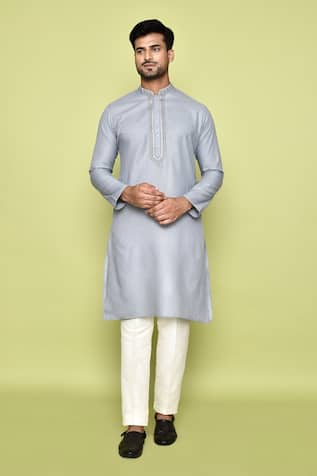 Abstract Embroidered Neck Kurta With Pant 