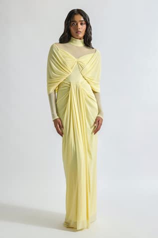 Deme by Gabriella Kenny Solid Draped Dress 