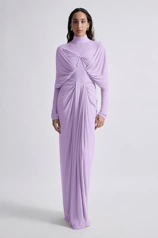 Deme by Gabriella Kenny Plain Full Sleeve Draped Dress 