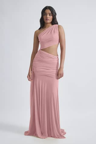 Deme by Gabriella Narcisa Plain Ruched One-Shoulder Dress 