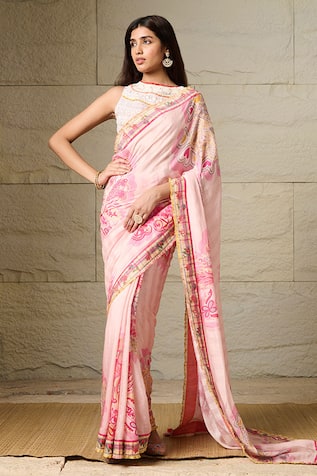 Saundh Ceria Floral Print Saree With Unstitched Blouse Piece 