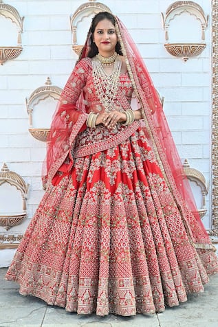 TANUSHAVY COUTURE Floral Garden Embroidered Lehenga Set 