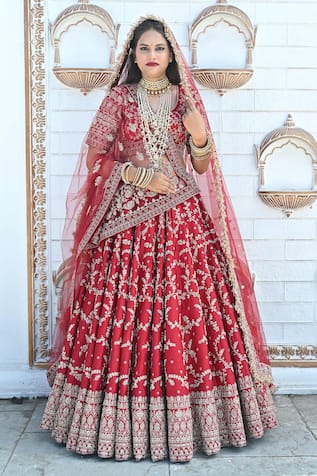 TANUSHAVY COUTURE Flower Jaal Embroidered Bridal Lehenga Set 