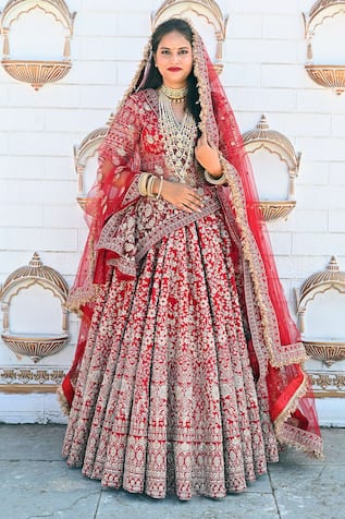 TANUSHAVY COUTURE Floral Bloom Garden Embroidered Bridal Lehenga Set 