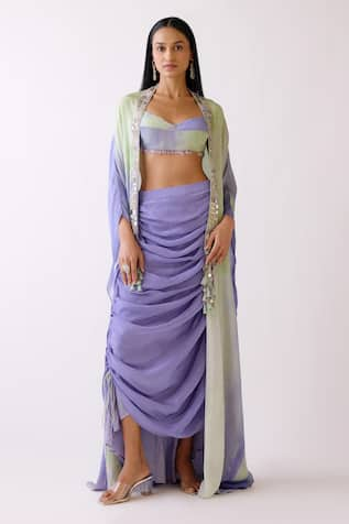 Basanti - Kapde Aur Koffee The Horizon Cape & Draped Skirt Set 