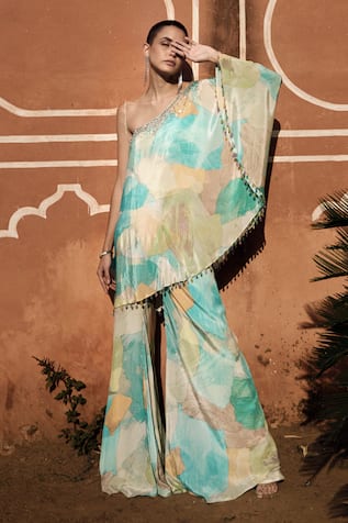 Basanti - Kapde Aur Koffee Abstract Pattern Tunic With Sharara 