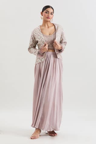 Basanti - Kapde Aur Koffee X AZA Sequin Embroidered Jacket & Skirt Set 