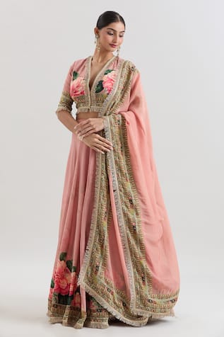 Basanti - Kapde Aur Koffee x AZA Floral Print & Embroidered Lehenga Set 