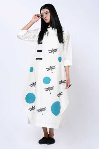 Taika By Poonam Bhagat Chanderi Dragonfly Pattern Tunic 