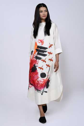 Taika By Poonam Bhagat Chanderi Watercolour Pattern Tunic 