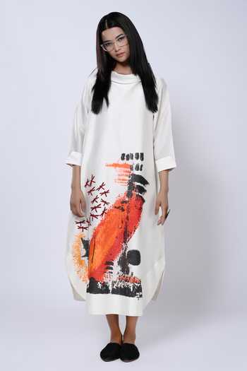 Taika By Poonam Bhagat Chanderi Abstract Watercolour Pattern Tunic 