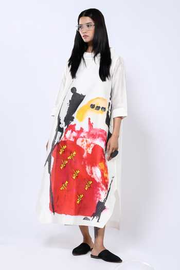Taika By Poonam Bhagat Chanderi Placed Abstract Pattern Tunic 