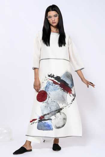 Taika By Poonam Bhagat Chanderi Watercolour Pattern Tunic With Pant 