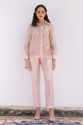 SHIMONA Embroidered Shirt & Pant Set 