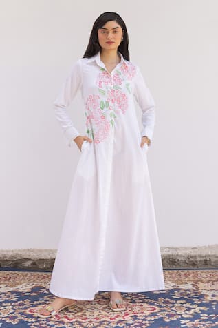 SHIMONA Primrose Hand Painted Shirt Dress 