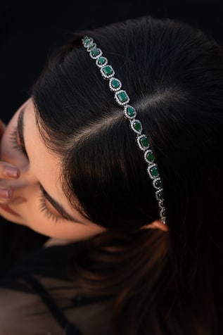 Rhodium Plated Faux Diamond Headband 