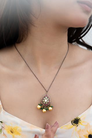 Polki Studded Drop Chain Necklace 