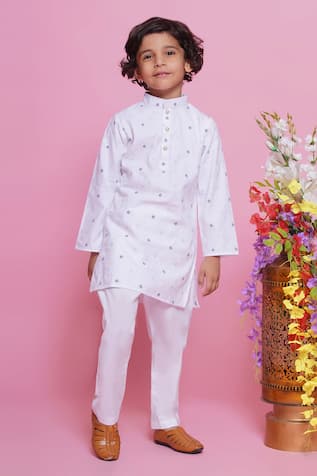 Little Bansi Leaf Thread work Kurta With Pyjama 