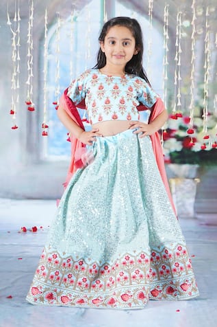 Little Bansi Bageecha Floral Embroidered Lehenga Set 