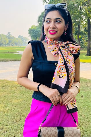 Silk Flower Print Stole 