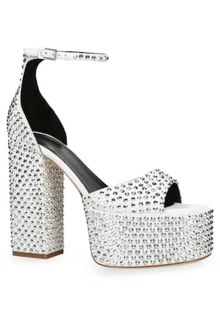 Daphne Swarovski Crystal Studded Block Heels 