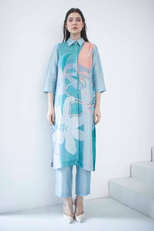 Clos Abstract Floral Print Kurta With Pant 