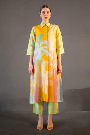 Clos Floral Geometric Print Kurta With Pant 