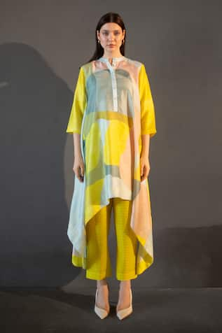 Clos Abstract Print Long Kaftan With Pant 