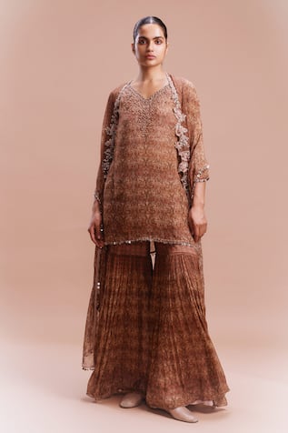 Dolly J Zuleika Vintage Garden Print Kurta Sharara Set 