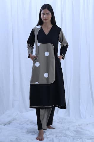 Khat Earthy Polka Dots Print Kurta & Pant Set 