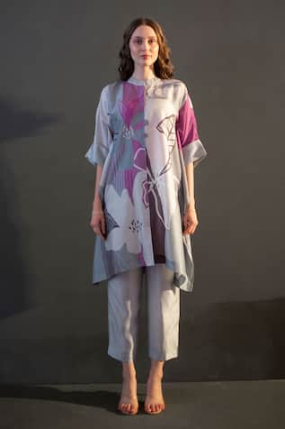 Clos Asymmetric Print Kurta With Pant 