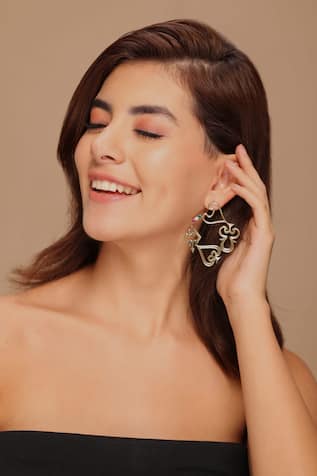 Gaurish Bespoke Jewellery Cartes Stone Embellished Dangler Earrings 