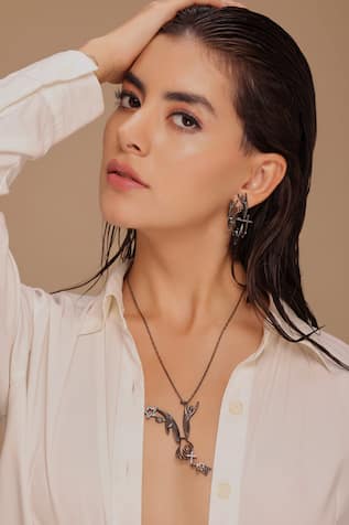 Gaurish Bespoke Jewellery La Croix Stones Embellished Pendant Necklace 