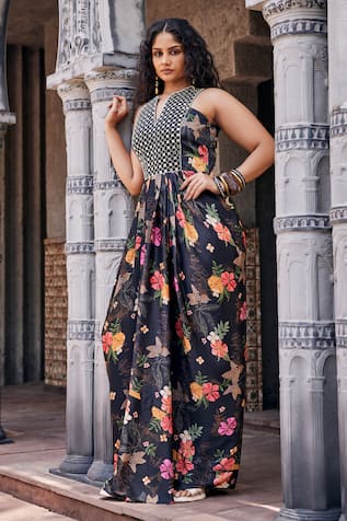 Mamicha Mirror Embroidered Front Maxi Dress 