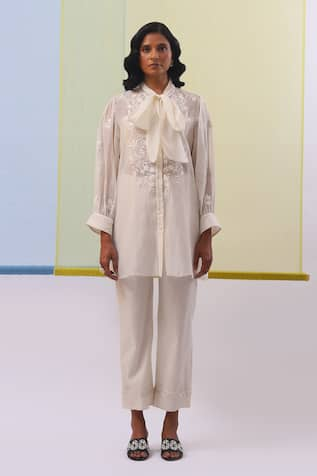 Sue Mue Naura Gara Embroidered Shirt With Pant 