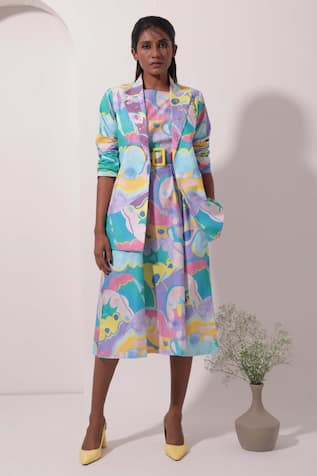 Pop Sugar Abstract Art Print Blazer With Dress 