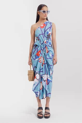 Pop Sugar Art Print One-Shoulder Midi Dress 