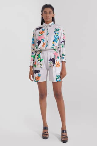 Pop Sugar Quirky Print Shirt With Shorts 