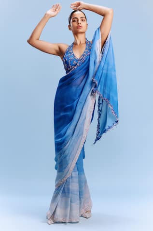 Dolly J Zana Chiffon Ombre Saree With Blouse 