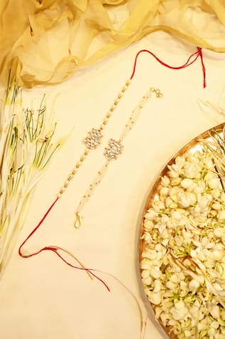 Shlok Jewels Kundan & Semi-Precious Stones Rakhi Set 