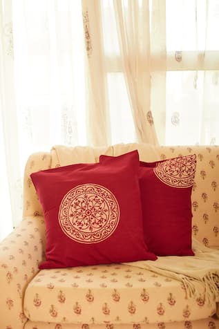 Rangoli Block Print Cushion Covers - Set Of 4 