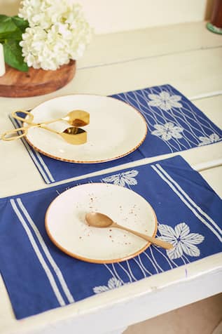 Blossom Block Print Table Mat & Napkin Set 
