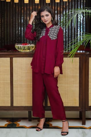 Myra Clothing Line Fan Bead Embellished Shirt With Pant 