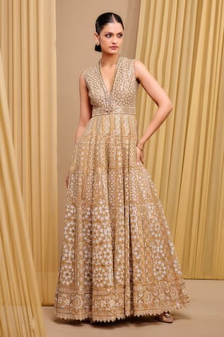 Tarun Tahiliani Architecture Motif Sequin Embroidered Jumpsuit 