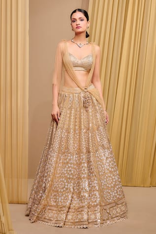 Tarun Tahiliani Architecture Sequin Embroidered Lehenga With Bralette 