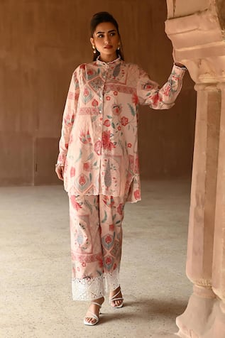 Sage Saga Barkha Floral Print Shirt Tunic With Pant 