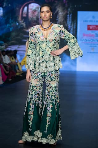 Embroidered Jacket & Sharara Set For Kids