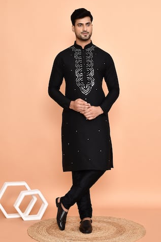 Scallop Mirrorwork Kurta With Churidar 